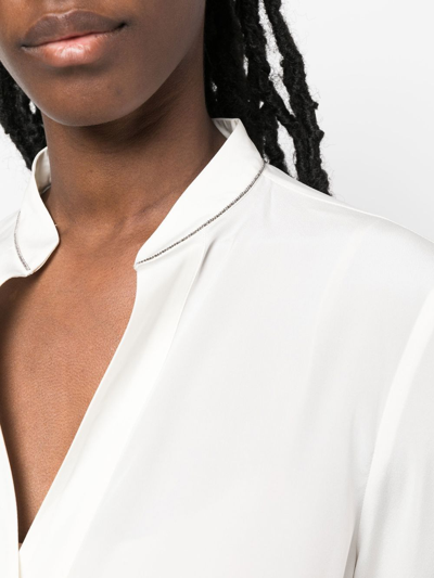 Shop Peserico V-neck Silk Shirt In Nude