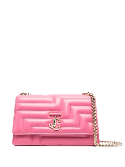 Shop Jimmy Choo Varenne Quilted Shoulder Bag In Pink
