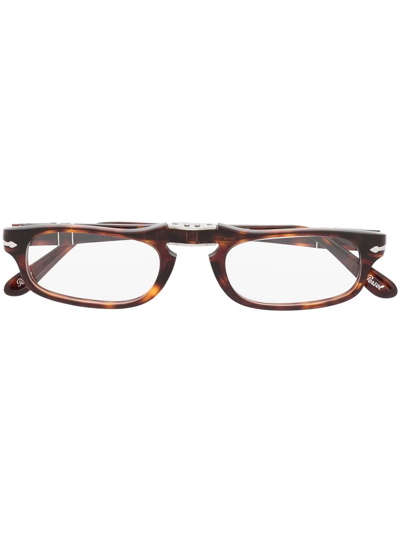 Shop Persol Po2886v Slim Rectangular Glasses In Braun