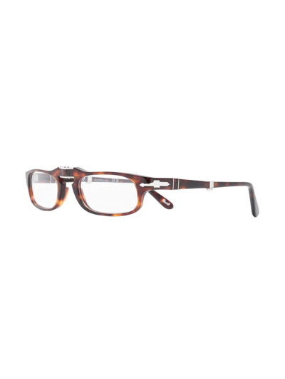 Shop Persol Po2886v Slim Rectangular Glasses In Braun
