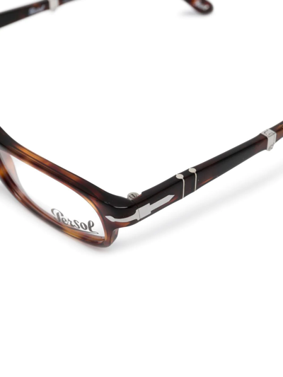 Persol Po2886v Slim Rectangular Glasses In Braun