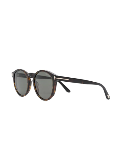 Tom Ford Tortoiseshell-effect Round-frame Sunglasses In Braun