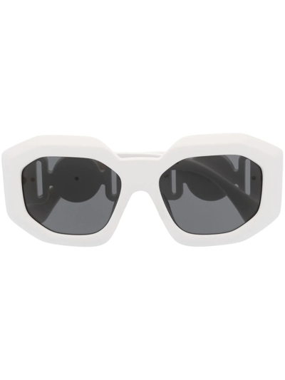 Shop Versace Medusa Biggie Square-frame Sunglasses In Weiss