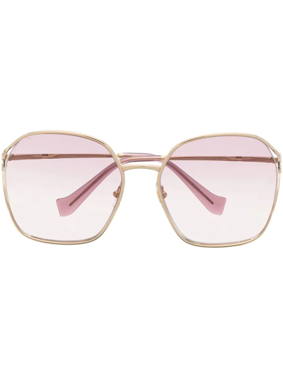 Shop Miu Miu Oversize Square-frame Sunglasses In Gold