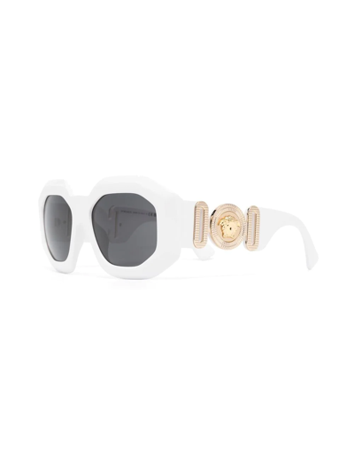 Shop Versace Medusa Biggie Square-frame Sunglasses In Weiss