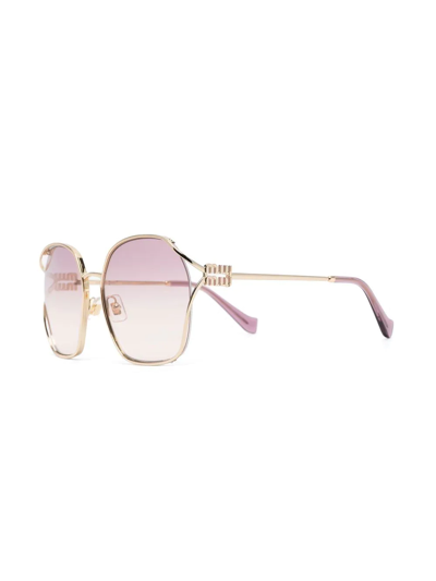 Shop Miu Miu Oversize Square-frame Sunglasses In Gold