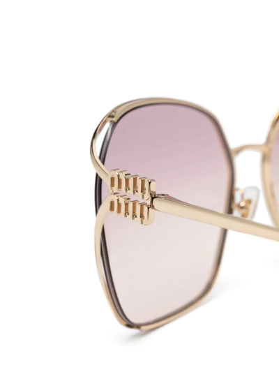 Shop Miu Miu Oversize Square-frame Sunglasses In Gold