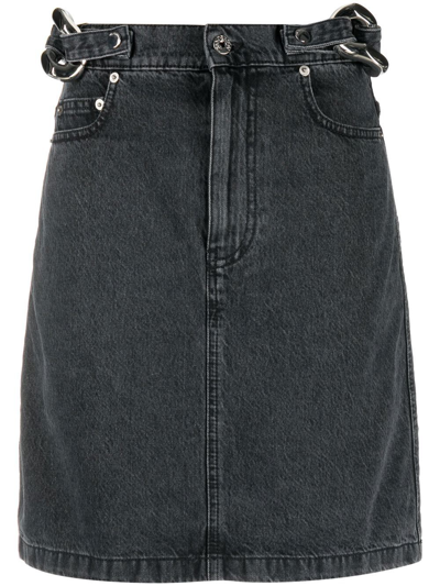 Shop Jw Anderson Chain Link Detail Denim Skirt In Black