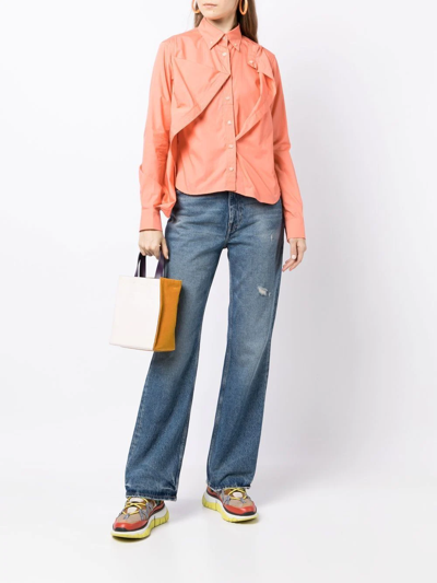 Kolor Asymmetric-detail Long-sleeve Shirt In Pink