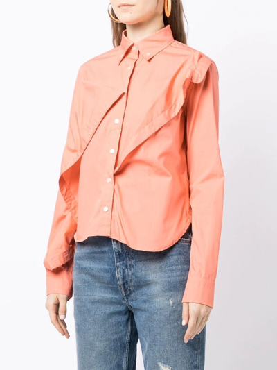 Kolor Asymmetric-detail Long-sleeve Shirt In Pink