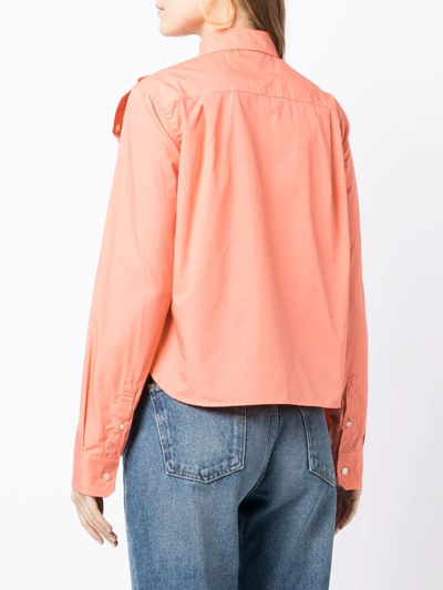 Kolor Asymmetric-detail Long-sleeve Shirt In Pink
