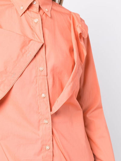 Kolor Asymmetric-detail Long-sleeve Shirt In Pink