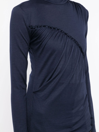 Shop Dice Kayek High-neck Long-sleeve Top In Blue