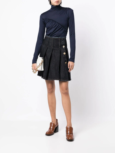Shop Dice Kayek High-waisted Pleated Skirt In Blue