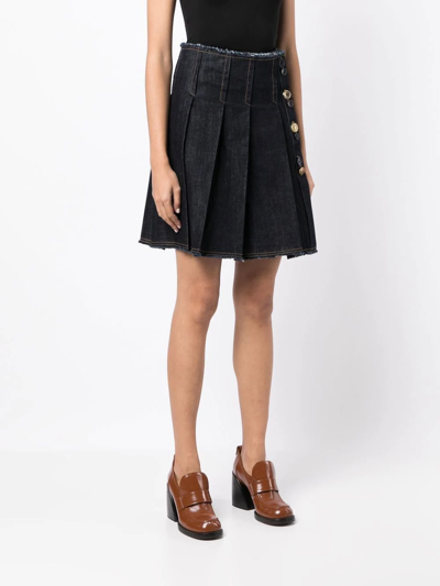 Shop Dice Kayek High-waisted Pleated Skirt In Blue