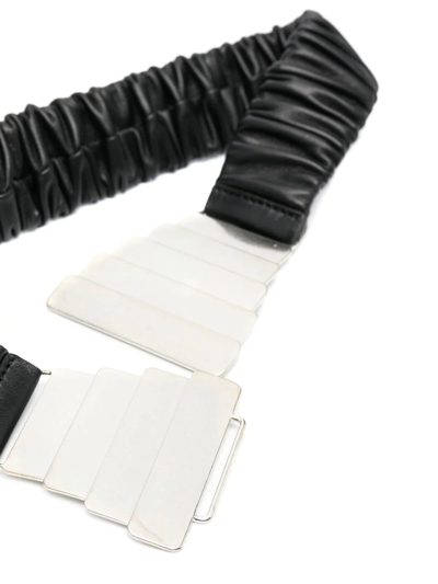 Shop Iro Ruched Leather Belt In Schwarz