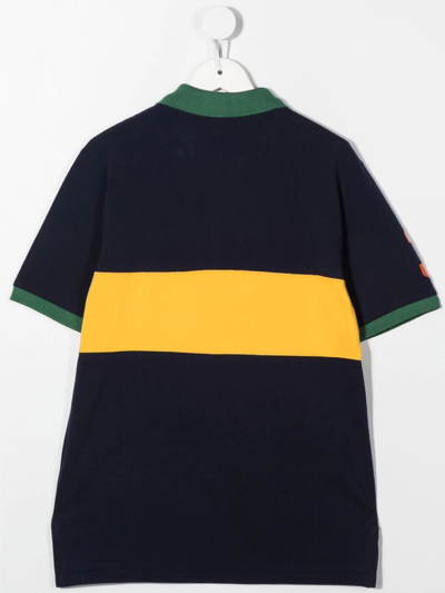 Shop Ralph Lauren Colour-block Logo-embroidered Polo Shirt In Blue