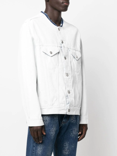 Maison Margiela Collarless Denim Jacket In Weiss