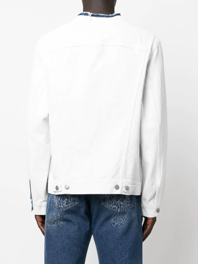 Maison Margiela Collarless Denim Jacket In Weiss