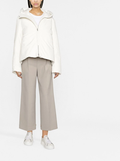 Jil Sander Short Down Jacket In Habotai Silk Blend In 102 Natural