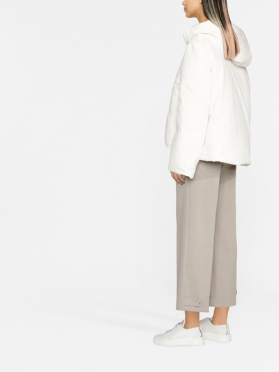 Jil Sander Short Down Jacket In Habotai Silk Blend In 102 Natural