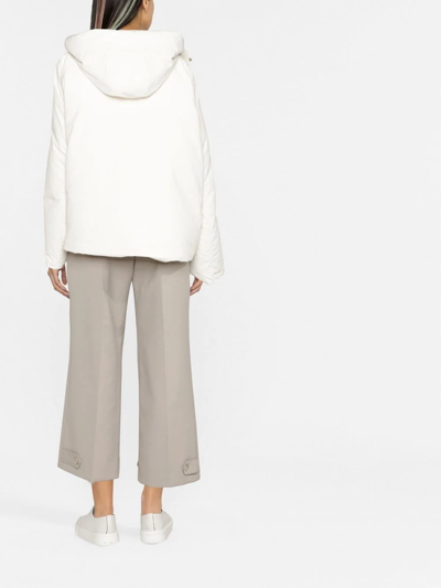 Jil Sander Short Down Jacket In Habotai Silk Blend In 102 Natural