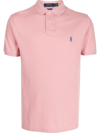 Shop Polo Ralph Lauren Logo-embroidered Cotton Polo Shirt In Rosa