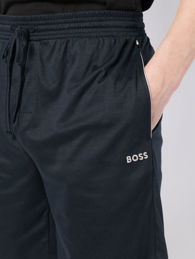 Shop Hugo Boss Logo-embroidered Track Shorts In Blau