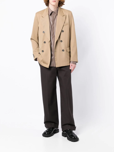 Rito Structure Double-breasted Fitted Blazer In Brown