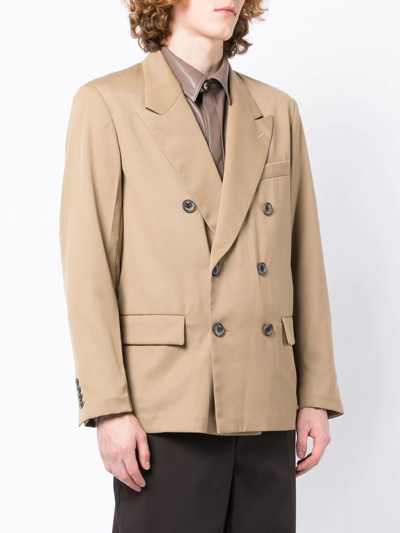 Rito Structure Double-breasted Fitted Blazer In Brown