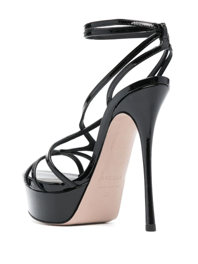 Shop Le Silla 150mm Belen Patent Leather Sandals In Schwarz