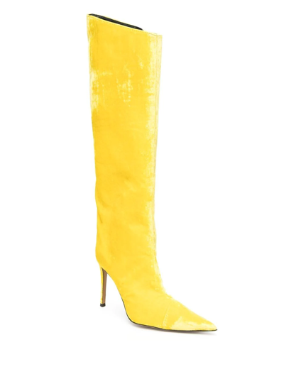 Shop Alexandre Vauthier Calf-leather Pointed-toe Boots In Gelb