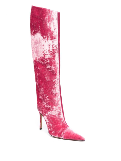 Alexandre Vauthier Stiletto-heel Velvet Boots In Pink
