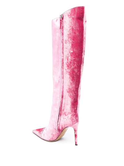 Shop Alexandre Vauthier Stiletto-heel Velvet Boots In Pink