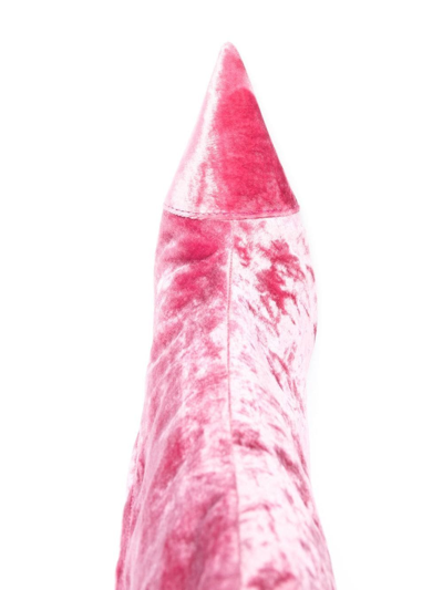 Alexandre Vauthier Stiletto-heel Velvet Boots In Pink