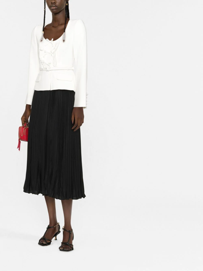 Shop Self-portrait Pleated-skirt Midi Dress In Schwarz