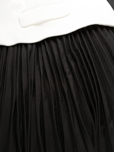Self-portrait Pleated Midi Dress In Schwarz
