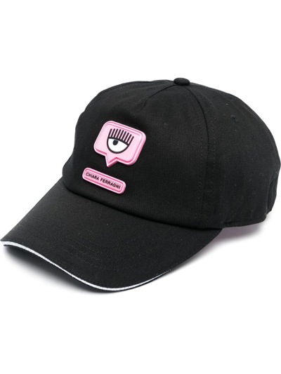 Shop Chiara Ferragni Logo-patch Cotton Baseball Cap In Schwarz