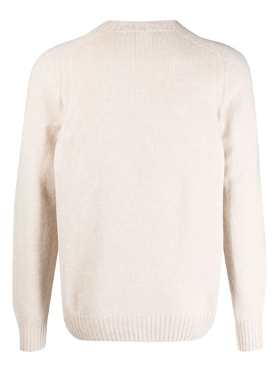 Shop D4.0 Ribbed-trim Virgin-wool Jumper In Nude