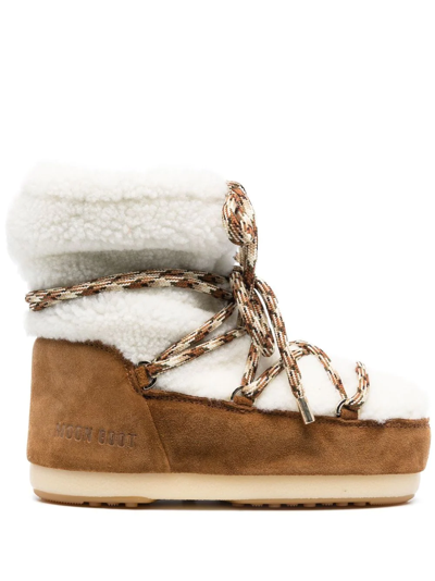 Shop Moon Boot Mars Shearling Ankle Boots In Braun