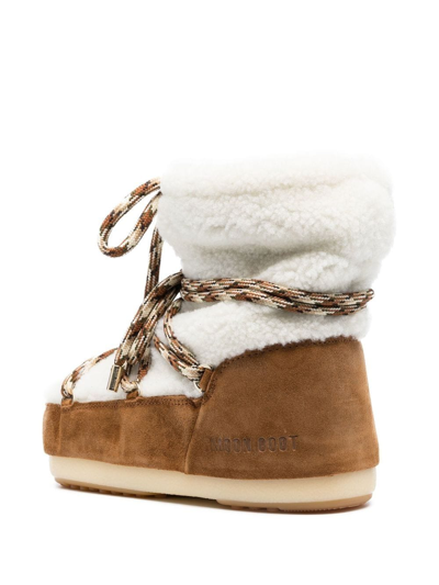 Shop Moon Boot Mars Shearling Ankle Boots In Braun