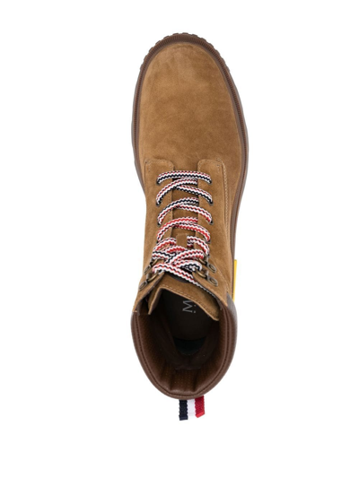 Shop Moncler Mon Corp Lace-up Boots In Braun
