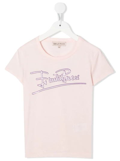 Shop Pucci Junior Logo-print T-shirt In Rosa