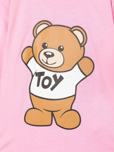 Shop Moschino Teddy-print Long-sleeve T-shirt In Rosa