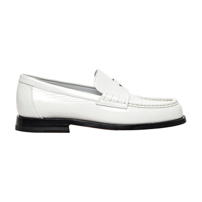 Shop Santoni Leather Penny Loafers In White