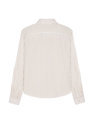 Shop Saint Laurent Striped Cotton Long-sleeve Shirt In White