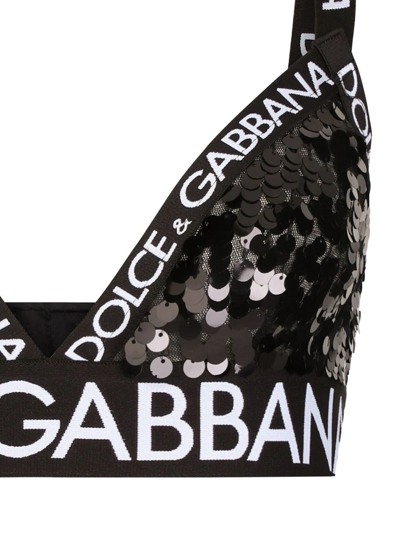 Shop Dolce & Gabbana Sequin-embellished Triangle Bra In Black