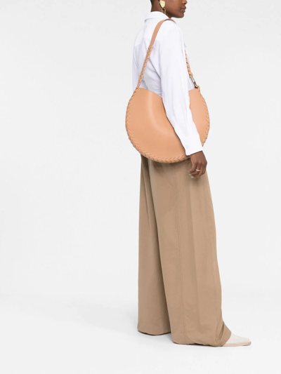 Chloé Round Leather Shoulder Bag In Neutrals