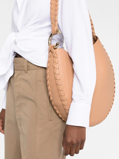 Shop Chloé Moon Leather Shoulder Bag In Neutrals
