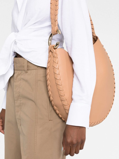 Chloé Round Leather Shoulder Bag In Neutrals